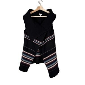 Joie 'Ligiere B' Print Wool Wrap Vest- Caviar‎ multi-color Size L Striped Black